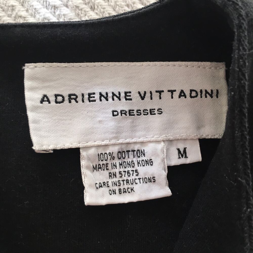 Adrienne Vittadini Dress Black & White Striped Cotton Fitted Dress Size Medium - Picture 5 of 8